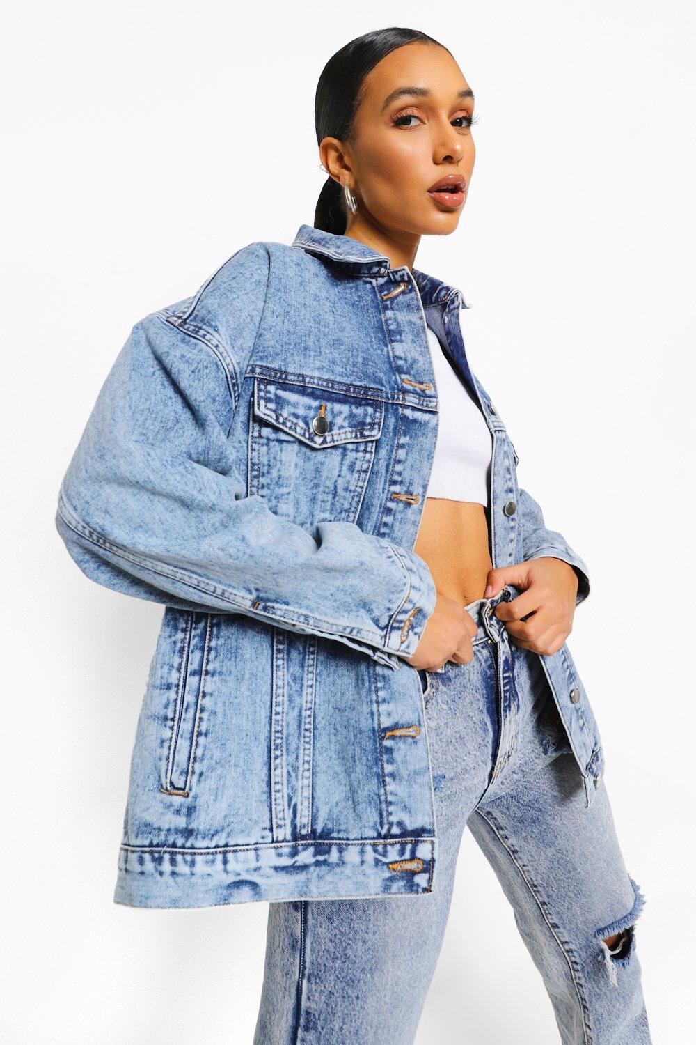 Veste en jean coupe oversize avec poche et d lavage vintage